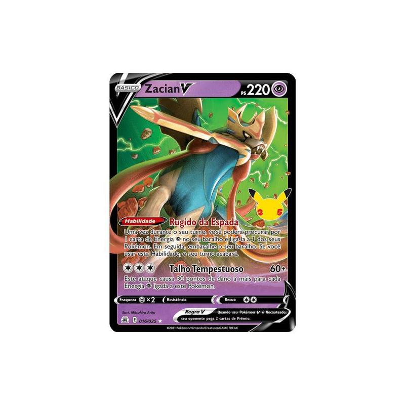 Zacian V Foil Pokémon Carta Em Português 16/25 - Deck de Cartas
